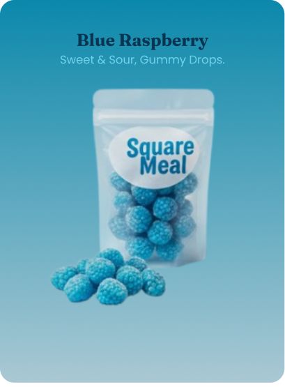 Blue Raspberry Sweet & Sour, Gummy Drops.